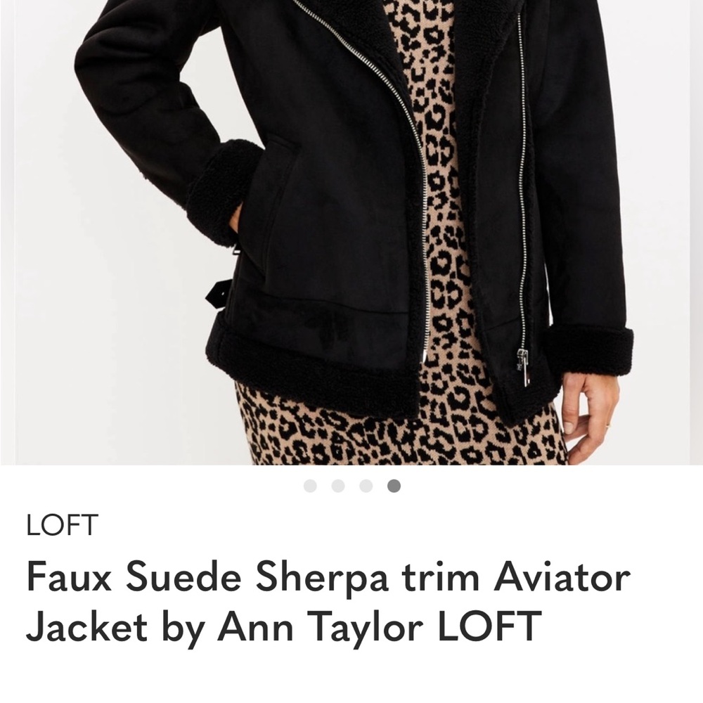 LOFT Black faux shearling moto inspired jacket - Picture 9 of 10